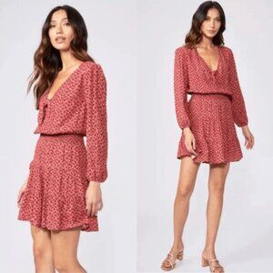 Paige Womens Red Patterned Long Sleeve Mini Dress Size S